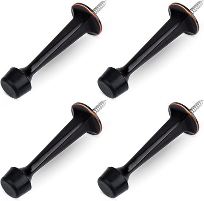 4 Pack Heavy Duty Solid Rigid Door Stop with Soft Rubber Tip, Zinc Die Cast Door