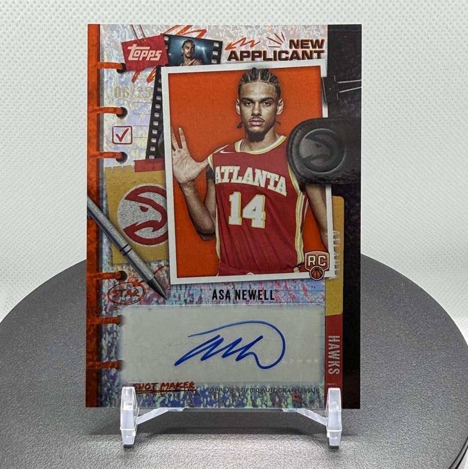 2025 Topps Asa Newell Autograph Rookie Atlanta Hawks New Applicant #NA-AN 06/25