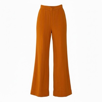 Free People Pants Size XS Pull On Wide Leg High Rise Spiced Orange Linen Texture