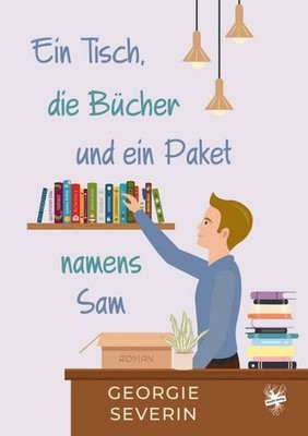 Ein Tisch, die Bücher und ein Paket namens Sam Georgie Severin