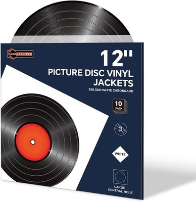 10PCS 12-Inch Picture Disc Vinyl Jackets, 350gsm White Cardboard Jackets with...