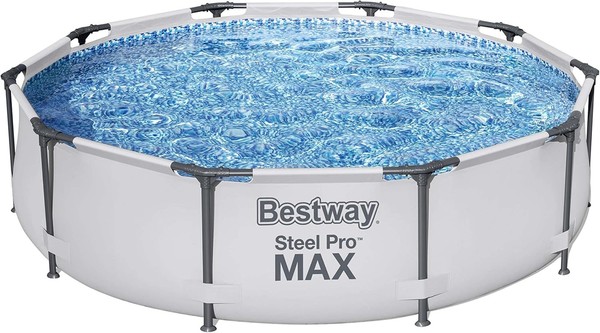 Bestway Steel Pro Max Frame Pool Ohne Pumpe Ø 305 X 76 Cm, Lichtgrau, Rund-image