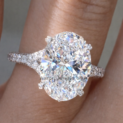 #ad 9.50 Ct Oval Lab Grown Diamond Ring IGI Certified 14K White Gold F VS1 Solitaire $3647.33