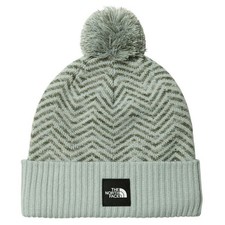 NWT The North Face Chevron Pom Beanie Youth Hat Fleece Lined Jadeite Green
