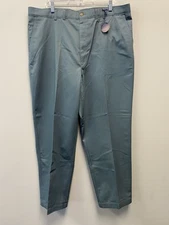 Vintage HAGGAR Wrinkle Free Relaxed Fit  Pleated Trousers Dark Aqua Blue—42/30