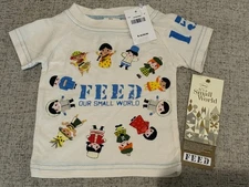 Disney it's Small World Unicef Feed Cream Tee T shirt Top Cotton Boy 24 Toddler