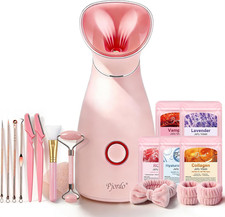 Facial Steamer Spa Kit with 12 Skin Care Tools and 5 Jelly Mask Powders Nano