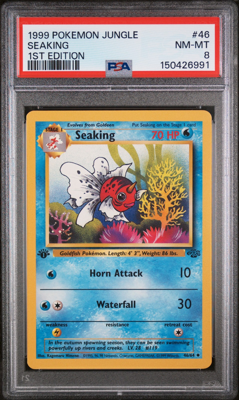 1999 POKEMON JUNGLE 1ST EDITION #46 SEAKING PSA 8