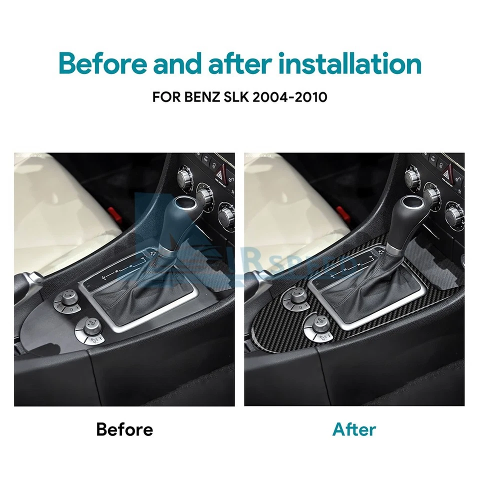 Para Mercedes-Benz SLK 2004-2010 controle central de carro acabamento de mudança fibra de carbono preto - Imagem 2 de 4