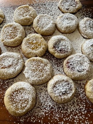 Italian Rosemary Thumbprint Cookies with Orange or Cherry Filling