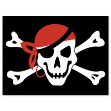 Jolly Roger Pirate Flag car bumper sticker decal 5" x 4"
