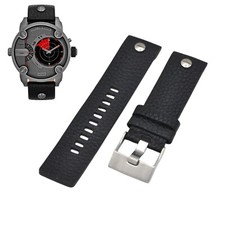 DZ7293 24mm Black Leather Watch Strap For Diesel