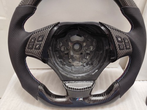 Marco de volante de fibra de carbono real + cubierta de botón para BMW 3/5 S E90 E60 E61 - Imagen 6 de 7