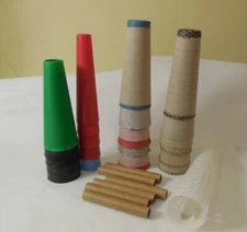 Spools / Primative Cones Heavy Cardboard / Plastic Industrial Mixed - Lot of 28