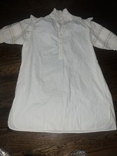 Vtg 60s Calico Cotton Night Gown Modest Sleep Dress Shirtembroider Ruffle Large