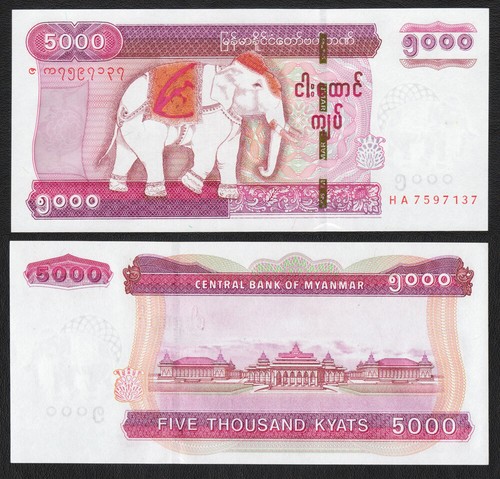 Myanmar Burma 500 1000 5000 10000 Kyats Set 4-teiliges 2004 2015 P-79 80 83 84 unc - Bild 4 von 5