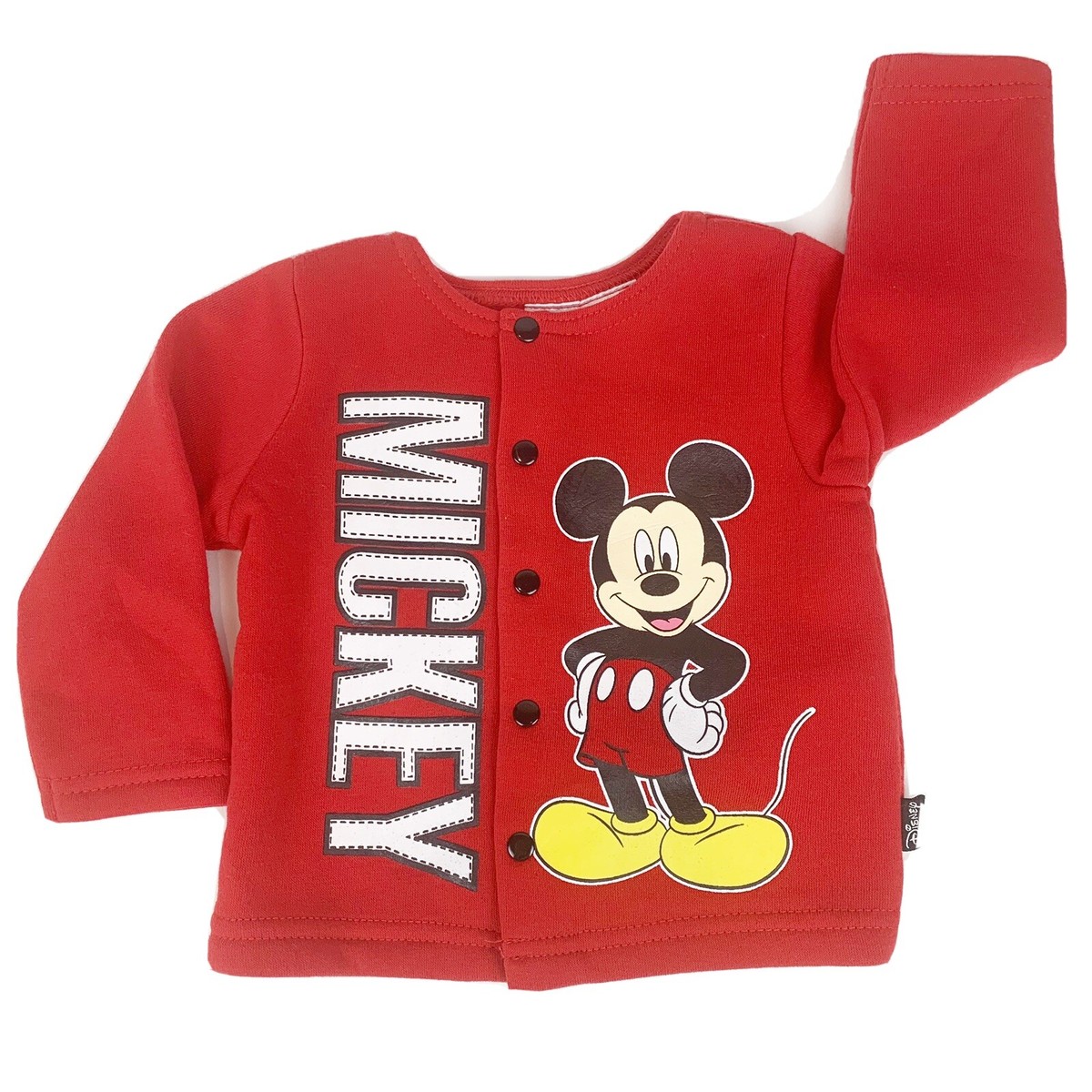 Disney baby 0-3 Mo Button snap Front Red Mickey Mouse Long Sleeve