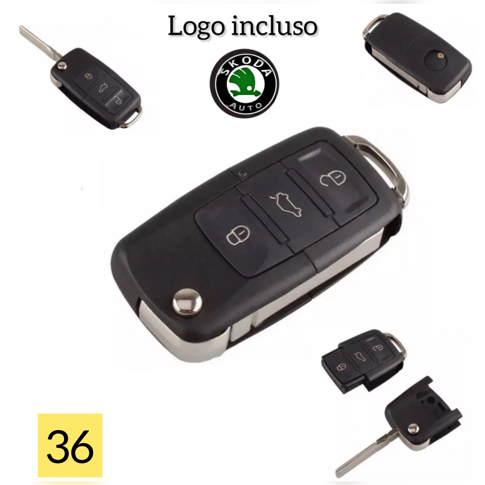 GUSCIO SCOCCA CHIAVE TELECOMANDO 3 TASTI SKODA FABIA, OCTAVIA, YETI E SUPERB