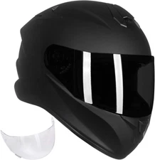 Full Face Motorcycle Street Bike Helmet with Enlarged Air Vents, Free  Visor for