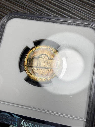 MONSTER RAINBOW TONED 1946-D NGC MS65 Jefferson Nickel 5c