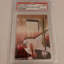 2001 Fleer Futures PAT BURRELL BASES LOADED GAME BASE #14/21 PSA 8 Phillies