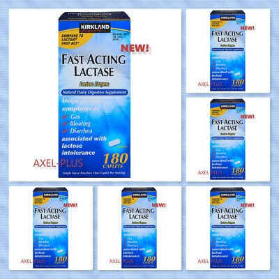 Kirkland Signature Fast Acting Lactase, 180 Caplets Total 1080 Caplets