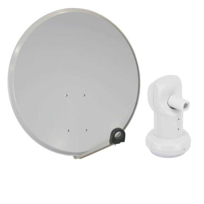 PremiumX Satellitenantenne 45cm Hellgrau Satelliten Schüssel SAT Single LNB 4K