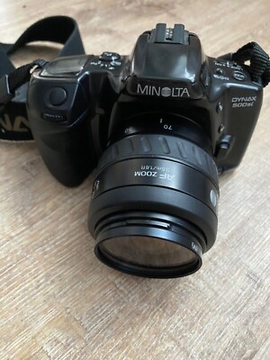 Minolta Dynax 500si analoge Spiegelreflexkamera schwarz mit Af Zoom 35-70 49mm