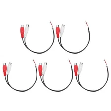 5pcs Speaker RCA Female Plug Jack to Bare Wire Open End Audio Adapter,0.25m