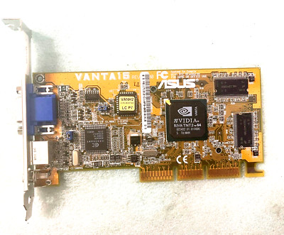 VINTAGE ASUS VANTA16 NVIDIA RIVA TNT2 16 MB AGP VGA CARD VGA SVIDEO RCA MXB163