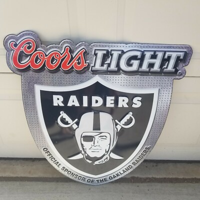 Coors Light Oakland Raiders beer NFL Sign Tin Vintage