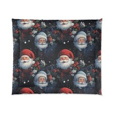 King Size Comforter Santa Claus Pattern Christmas Holiday Festive Winter Decor