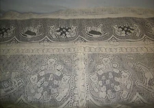 Valance & 2 Panel Teddy Bear & Rocking Horse Lace  Children's Nursery Window Set