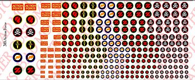 Action Force and Red Shadows Action Figure Waterslide Decals on White Backing