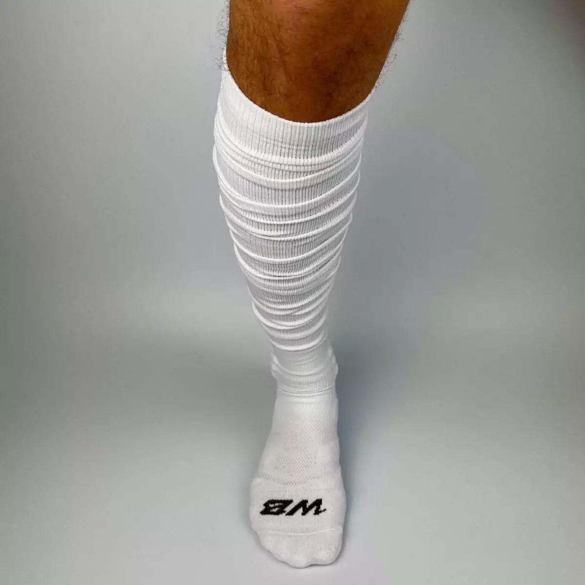 We Ball Sports Extra Long Pro Padded Football Scrunch Socks White XL L