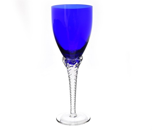 Stemmed Cobalt Blue Crystal Goblet Glass Twisted Stem Water Wine (10oz) - Afbeelding 1 van 1