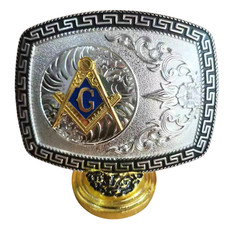Masonic Western Rodeo Silver Black Gold Tone Design Fashion Hebillas Vaqueras