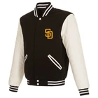MLB San Diego Padres Reversible Fleece Jacket PVC Sleeves Front Logos JH Design