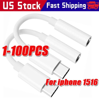 USB-C Type C to 3.5mm AUX Headphone Jack Adapter Lot For iPhone 16/Android Phone