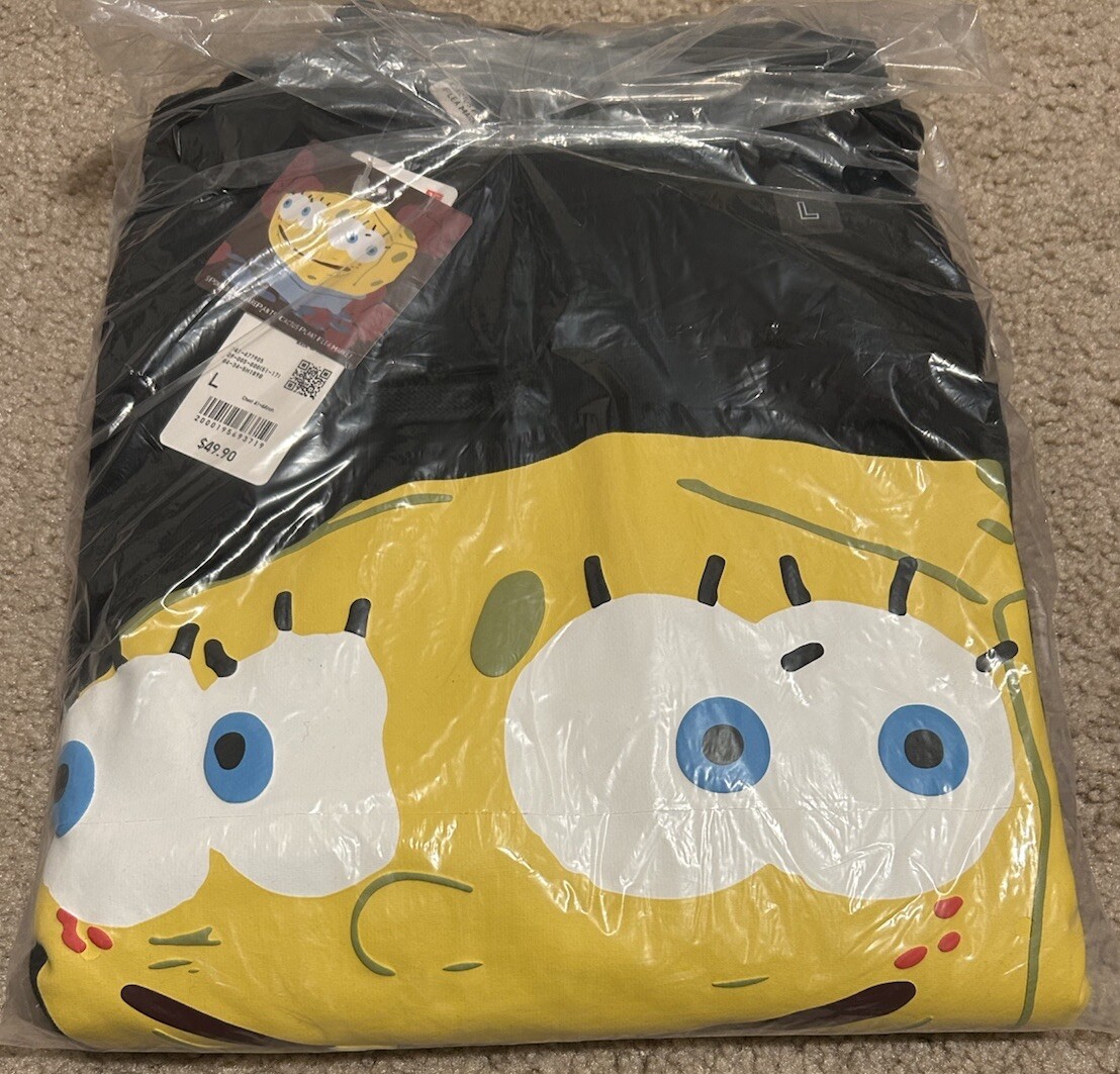 Uniqlo x SpongeBob x Cactus Plant Flea Market Black Hoodie Size L NWT