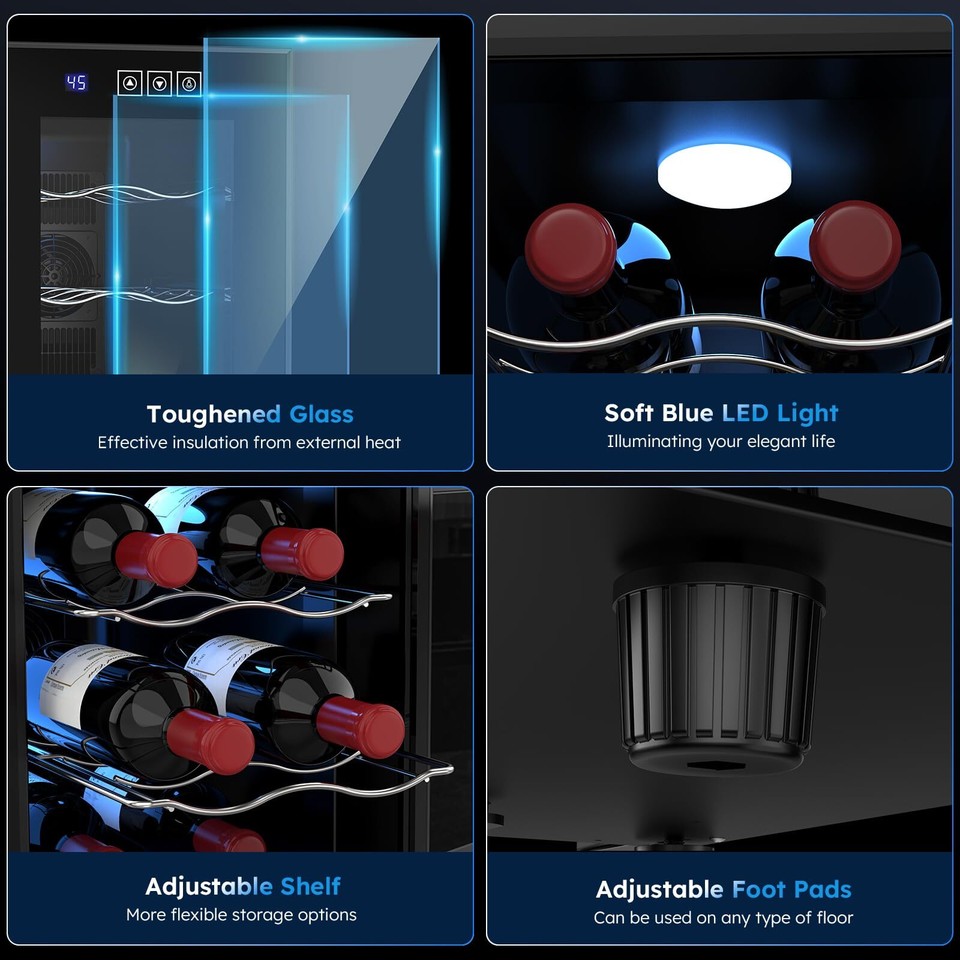 Mojgar 8 Bottle Wine Cooler, Freestanding Wine Fridge with 4666