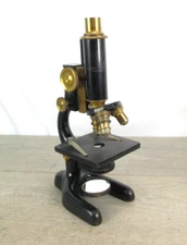 Antique 1915 Bausch & Lomb Cast Iron & Brass Scientific Laboratory Microscope