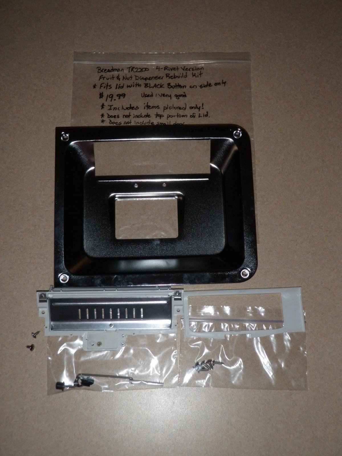 Breadman Bread Maker Fruit & Nut Dispenser Rebuild Kit TR2200 (4-rivet only)