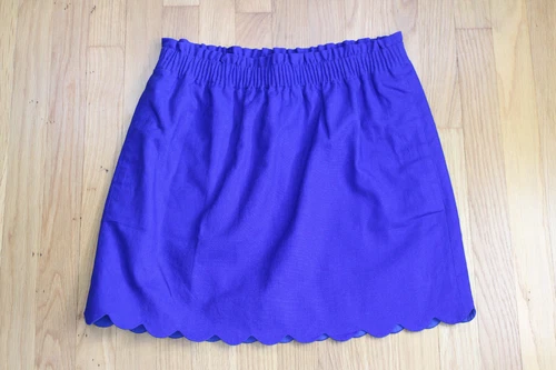JCREW NWT WOMENS BLUE SHORT PAPER BAG WAIST LINEN BLEND LINED SKIRT SIZE 8 
