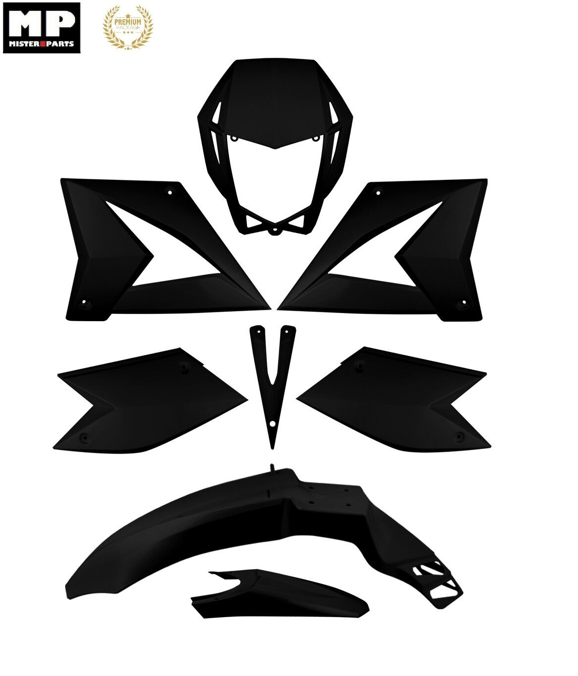 Carénage pour moto 50 CPI SM noir brillant : habillage 6 coques pour réparer les plastiques SX