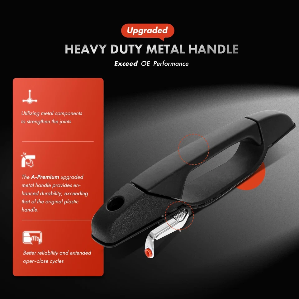 Manija de puerta exterior de metal mejorada 4 piezas para Chevrolet Silverado delantera y trasera Foto 3 de 4