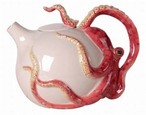 Blue Sky Clayworks - Red Circular Octopus Teapot - 14451
