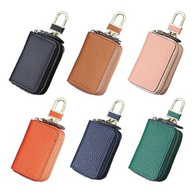 Car Keychain Covers Men Key Holder Leather Car Key Bag Wallets Zipper Key Case