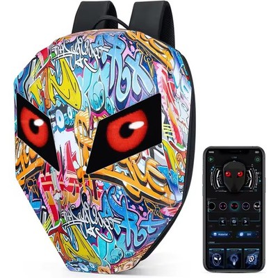 Motorcycle LED Knight Backpack DIY Programmable 3D Hard Shell Waterproof Laptop