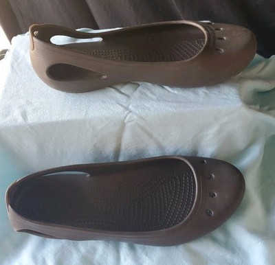 Crocs Kadee Mary Jane Slingback Flat Ballerina Slip on Shoes Brown Sz 11